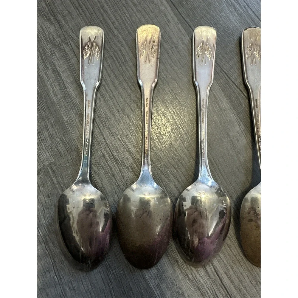 International 1776-1976 Bicentennial Silver-plated Spoons Lot Of 9